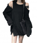 ShuMing pikkade varrukatega lai t&auml;navastiilis Korea kampsun naiste kapuutsikas, &otilde;lalt paljastav, liibuv, lihtne, must, stiil, stiil, stiilne, (Vaba suurus, must) must