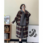 Uus kahepoolne villane mantel, s&uuml;gis-talv Korea stiilis lahtine ruuduline villane mantel M