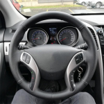 Custom Car Steering Wheel Cover For Hyundai Elantra 3 Sport Avante i30 (Tourer) Leather Braid For Steering Wheel DIY Black -line
