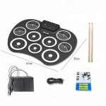 Elektrooniline trumikomplekt K&auml;sit&ouml;&ouml;na rullitav trumm 9 padjaga MIDI-liides Toetab DTX m&auml;nge Kaasaskantav trumikomplekt Kingitused trummipulkade ja pedaalidega electronic drum kollane