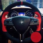 Hand-stitched non-slip black Leather Sports style car steering wheel cover for Maserati President Ghibli Levante 3 gray