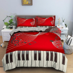 Muusikam&auml;rkide Voodipesukomplekt Tekikoti Komplekt Klaveriklahvide Klaviatuuri Voodikomplekt Klassikalise Muusika Meloodia Tekikate Tekikate Toakujundus EU Single(135*200cm)3pcs