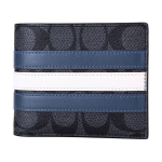 Coach 3-in-1 rahakott logoga L&uuml;hike kokkupandav Eemaldatav kaardihoidja L&otilde;uend ja veisenahk Meeste rahakotid Must Sinine Valge 3008-QBOH0 Basic Set (Bag+Dust Bag) black