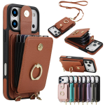 Ristkeha 2-&uuml;hes Magnetiline T&otilde;mblukk Kaardi Pesad Nahast Rahakott &Uuml;mbris iPhone 17 Pro Max 16 Plus 15 14 13 12 11 jaoks Pikk Paelaga Kate iPhone17 Pro Max helepruun v&auml;rv