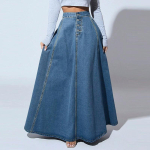 Teksiseelikud Naistele Pikk Seelik A-l&otilde;ikeline &Uuml;he n&ouml;&ouml;biga K&otilde;rge v&ouml;&ouml;koht Teksad Vintage Maxi Lihtne Vabaaja Elegantne Spleiss Y2k Streetwear XL gray