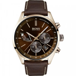 BOSS Grand Prix Pruun sihverplaat Pruun nahk Meeste kvartskell 1513605 pruun
