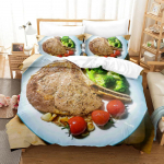 Beefsteak &uuml;heinimesevoodi, t&auml;issuuruses queen-size voodipesukomplekt, poiste magamistoa tekikott, 3D-prindiga gurmeepraad EU single(135x200cm)
