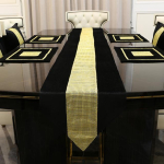 Luksuslik kuldne kividest lauariie, k&otilde;rge kvaliteediga kunstflanell, teemant, kodu kaunistus pulmapeoks, lau matt 32x180cmTable runner must