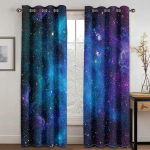 Galaktika v&auml;lisruumi kardinad, 2 tk komplekt elutuppa, magamistuppa, pimendavad dekoratiivsed kunstkardinad konksudega 100W130H(CM)40x51in&Grommet Top
