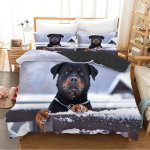Rottweiler tekikott &Uuml;heinimese Must Koeras&otilde;bra Voodipesukomplekt Pol&uuml;ester Kahekohaline Queen King Tekikate Loomateema EU single(135x200cm) gray