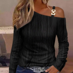 S&uuml;gismood Metallist pandlaga viltune kraega s&auml;rk naiste prinditud pluus Seksikas &otilde;lavarrukatega r&otilde;ivad Blusas 29306 M must