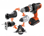 18V EVO185E1 Juhtmeta elektrit&ouml;&ouml;riist DIY jaoks L&ouml;&ouml;kpuur Ringl&otilde;ikur ja Tikksaag &uuml;hes seadmes Otsikud [Ainult veebis] BLACK+DECKER Multit&ouml;&ouml;riist - must