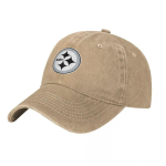 Must-valge Steeleri logo baseballikepid Vintage teksariidest pestud peakatted Unisex stiil V&auml;ljas jooksmiseks m&uuml;tsid Vabaaja Adjustable