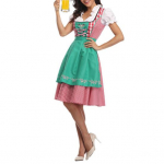 Naiste ruuduline Oktoberfesti kost&uuml;&uuml;m Saksamaa dirndl-kleit traditsioonilised Baieri riided Halloween festivali jaoks S heleroheline v&auml;rv