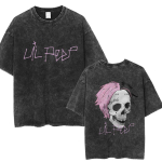 R&auml;ppar Lil Peep Kurb N&auml;gu Gothboi Pesitud T-s&auml;rk Hip Hop Gooti Harajuku T-s&auml;rgid Meeste Puuvillased Vabaaja &Uuml;lesuurusega T-s&auml;rgid Streetwear S gray