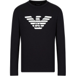 Emporio Armani SS21 Suure Logoga &Uuml;mmarguse Kaelusega Pikkade Varrukatega T-s&auml;rk Meeste pealisr&otilde;ivad Must 8N1TN8-1JPZZ-0975 L black