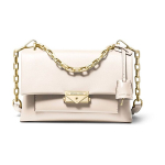 Michael Kors Mk Cece Kuldne Pandlaga Klappkett Commuter &Uuml;hev&auml;rviline Nahast &Otilde;la-Risti-Keha Kott Keskmine Naiste kotid Piimatee-Valge 30S9G0EL2L-LIGHT-SAND Basic Set (Bag+Dust Bag)