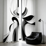 2 tk Must-valge minimalistliku kunstimustriga tr&uuml;kitud kardin, varraste taskuga disain, sobib magamistubadesse ja elutubadesse 24x59in(60x150CM)x2&Rod Pocket&2 panels