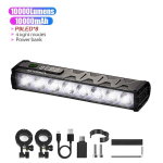 Jalgrattavalgusti 10000mAh 17 LED-iga Jalgrattavalgusti Eesmine Laetav LED-taskulamp 10000LM Esituli Power Bankiga Jalgrattatarvikud 010 gray
