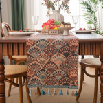 Kodukaunistus Vintage Jacquard Lauariba Lillemustriga Tuttidega Laudlina Paksendatud Lauakate Bankett