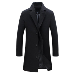 S&uuml;gis- ja talvine meeste villane mantel Meeste riided Korea versioon Slim Fit, keskmine ja pikk mantel Meeste villane mantel 5XL must