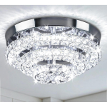 11,8-tolline kristalll&uuml;htr Modernne kristallist laevalgusti LED-l&uuml;htr Poolkinnitusega l&uuml;htr K&uuml;lm valge 71 LED 34*34*16 cm