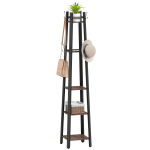 4-korruseline riidepuu, iseseisev riidenagi, 8 konksu, 4 riiulit, t&ouml;&ouml;stuslik stiil, metall, puitlaastplaat, pruun 34.8 x 34.8 x 179 cm pruun