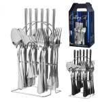 24 tk Rippuv s&ouml;&ouml;giriistade komplekt &Ouml;koloogiline Rippuv roostevabast terasest s&ouml;&ouml;giriistade komplekt kinkekarbiga kingituseks 1010 H&otilde;bedane 24-osaline Rippuv s&ouml;&ouml;giriistade komplekt gray