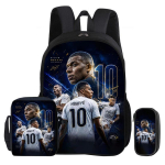 Seljakott 3tk Komplekt M-Mbappe Koolikott Jalgpalli T&auml;ht &Otilde;lakott Pinalid laps Mochila Spordikoolikott Laste Kingitus Rucksack black