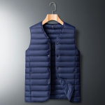 Meeste kraeta tepitud kerge udusulgedest vest, trukkidega, varrukateta pufferjakk 3XL gray