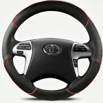 Auto roolikatte kate K&auml;sit&ouml;&ouml;na &otilde;mmeldud Pehme Must Kunstnahast Toyota Fortuner Hilux 2012-2015 jaoks red round black