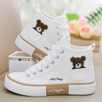 Pocket Bear High Top Kingad Naiste Ins Canvas Shoes Lauakingad Suures suuruses naiste kingad 37 valge
