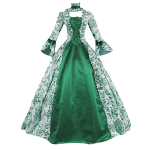 Naiste Cosplay Marie Antoinette'i kleit Keskaegne laia varrukaga Viktoriaanlik peokleit Renessanss Gootiline lilleline hommikumantel Suur suurus S roheline