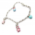 Suzette et Benjamin [G6505] - Bracelet Enfant 'Nounours' rose bleu S&B Heleroosa