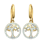 Les Tr&eacute;sors De Lily [L4700] - kullatud k&otilde;rvar&otilde;ngad  Elupuu  valgest kullast - 27x12 mm kuld