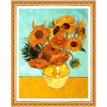 Teemantlill Pilt kivikividest K&auml;sit&ouml;&ouml; teemanttikandid K&auml;sitsi valmistatud kingitus Van Goghi p&auml;evalill 20X30CM