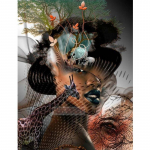 DIY teemanttikandid Aafrika maastik Loom naine teemantmaaling t&auml;isring puur 20X30CM