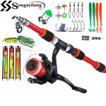 &Otilde;ngeritvrulli tarvikute t&auml;iskomplektid 154 cm reisiteleskoop&otilde;ng koos spinningurulli komplektiga 154CM Rod&Reel punane