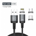 KUULAA magnetiline laadimiskaabel Kiirlaadimine USB-t&uuml;&uuml;pi C-kaabel Magnet mikro-USB-andmelaadimiskaabel telefonikaabel iPhone'i USB-juhtme jaoks 3+plug 0.5M must