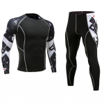 Spordidress 2 tk/komplekt Meeste tr&uuml;kitud spordir&otilde;ivad kompressioons&auml;rk p&uuml;ksid Fitness sukkp&uuml;ksid Rashguard M