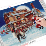 Teemanttikandid Ristpistes Maja 5D Teemantmaal Talvine Mosaiik Maastik N&auml;put&ouml;&ouml; J&otilde;ulukingitus Full Round (20X30CM)