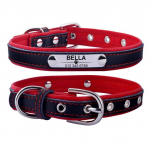 AiruiDog reguleeritav isikup&auml;rastatud koera kaelarihm nahast kutsika ID nimi kohandatud graveeritud XS-L M 29-38cm