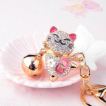 Armas kristallist v&otilde;tmehoidja sulamist Big Bell Rhinestone Jaapani Lucky Cat auto v&otilde;tmehoidja roosa