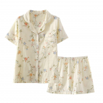 Uus suvine naiste pidžaama l&uuml;hikeste varrukatega l&uuml;hikesed p&uuml;ksid &uuml;likond puuvillane kahekihiline marli prindiga v&auml;rsked koduriided kaheosaline komplekt daamid M