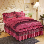 King-/queen-size/twin-suurus pitsvoodi seelik tekikate Padjap&uuml;&uuml;r Neljaosaline komplekt tihendav soe magamistuba Lihtne voodipesu Kvaliteetne s&uuml;gistalv Queen 4pcs