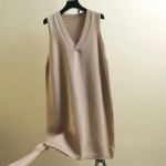 Uued naiste silmkoelised pulloverid, pikad varrukateta sviiter naistele One Size beež