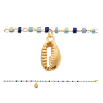 Les Tr&eacute;sors De Lily [R7498] - kullatud jalav&otilde;ru  Cowrie  sinine kuld - 25 cm 10x6 mm sinine