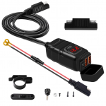 Mootorratta USB-laadija &uuml;likiire laadija QC3.0 kahekordne USB-port koos voltmeetri sisse-/v&auml;ljal&uuml;litiga punane