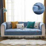 Moodsad diivanikatted elutuppa Talvise lambavillast diivanikatted Diivanir&auml;tikud, paksud pl&uuml;&uuml;s pehmed libisemisvastased diivanikateed koju Cushion Cover 2pcs kollane