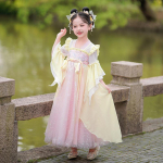T&uuml;druk Hanfu iidne kost&uuml;&uuml;m lapsed Hiina stiilis v&auml;ikese t&uuml;druku kleit Tang kleit printsessi seelik rahvariided lapsed S roosa